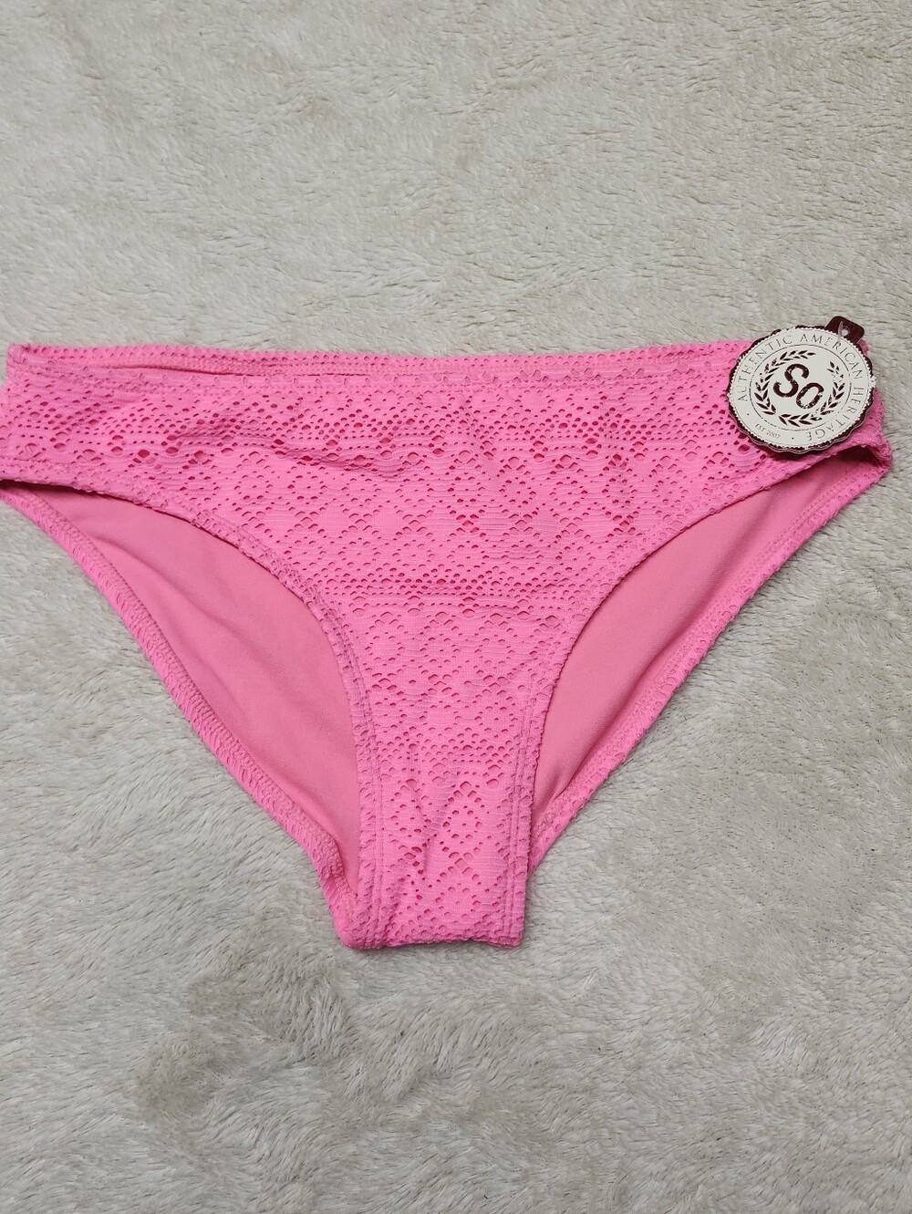 • NWT So Juniors Lace Overlay Swim Bottom Size Large Pink